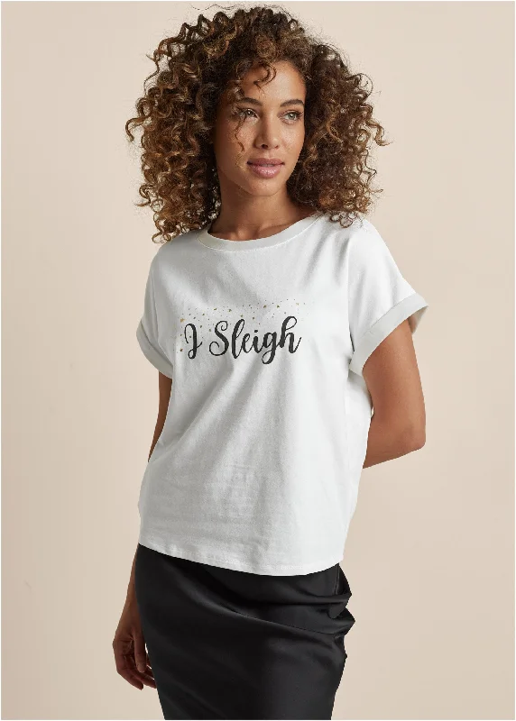 Clothes For Woman I Sleigh Graphic Tee - White