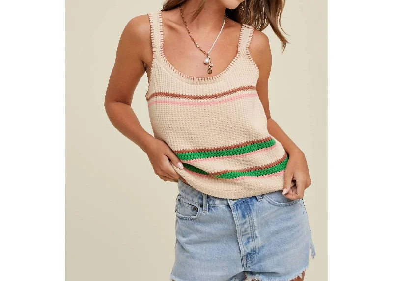 Women's Holiday Attire Lizzy Sweater Tank Top In Natural/green
