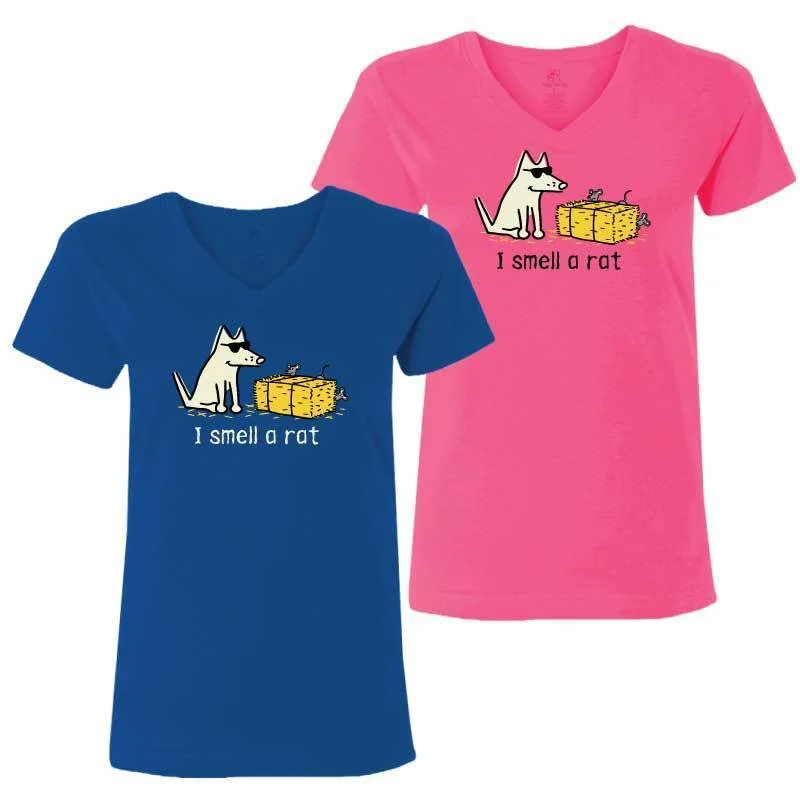 Feminine Dresses for Women in Bold Prints I Smell A Rat - Ladies T-Shirt V-Neck