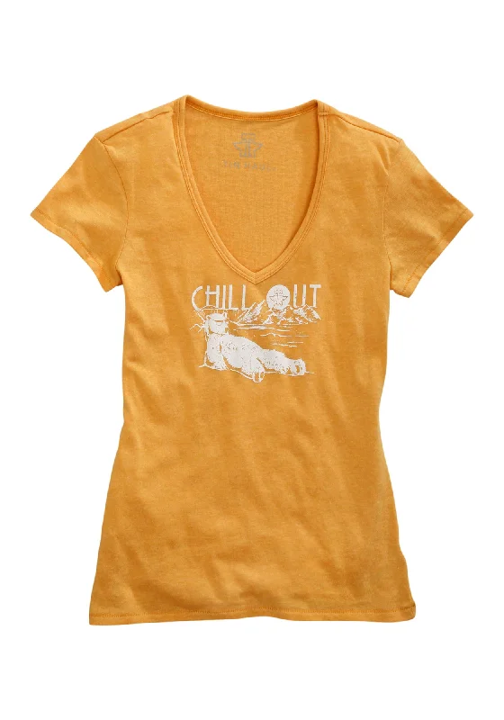Clothing Sales Tin Haul Womens Polar Bear Chill Yellow Cotton Blend S/S T-Shirt