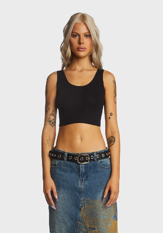 Sophisticated Fashion Black Tank Crop Top