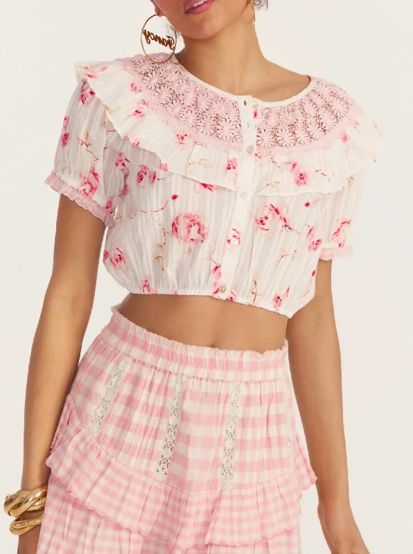 Women's Clothing Boutique Elania Crop Top In Cherry Soda