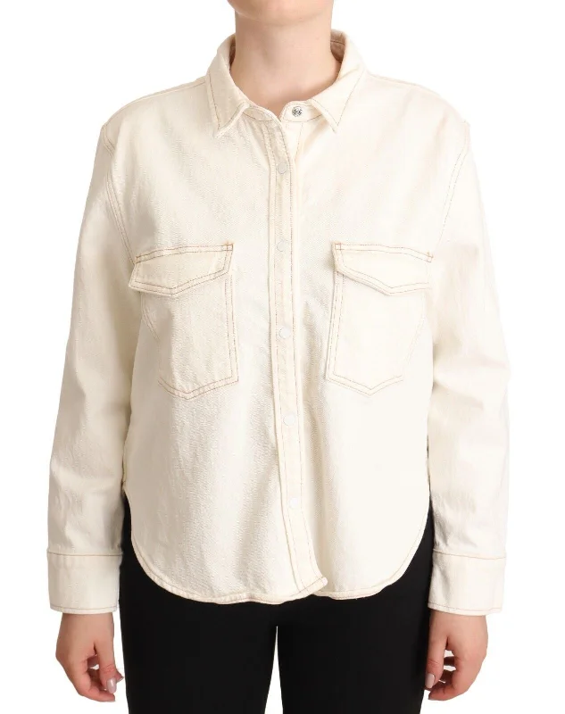 Luxury Women's Fashion Levi's  Cotton Colla Long Sleeves Button Down Polo Women's Top