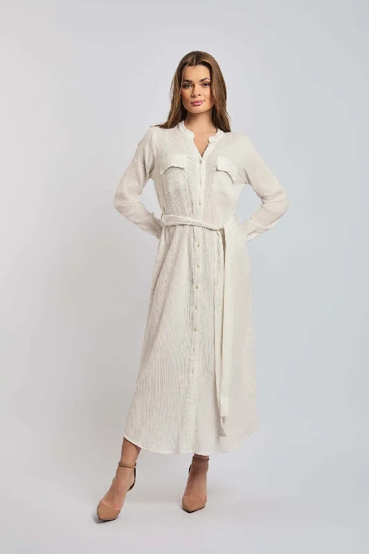 Women's Transitional Apparel Women Dress Long Sleeve Shirt Off White