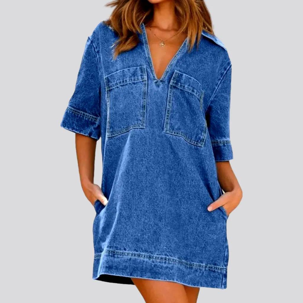 Exclusive Sale On Women's Fashion – Shop Now For Less Fashionable v-neck denim caftan dress