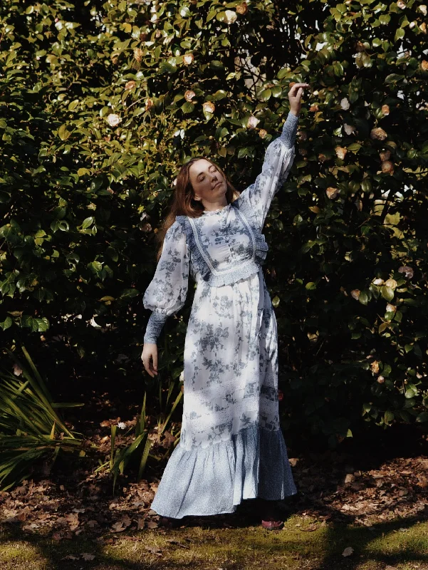 Big Sale Event 100% RECYCLED COTTON - CLARA DRESS TOILE BLUE ROSE