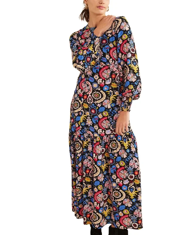 Chic Style Boden Smocked Cuff Maxi Tier Dress