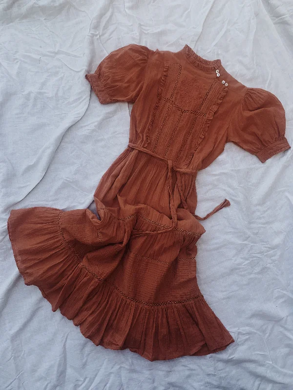 Fashion Forward PAULINA BAKED CLAY COTTON DRESS