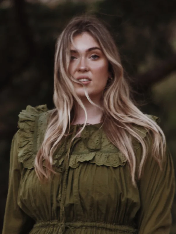 Luxury Style ABERDEEN MOSS GREEN COTTON LACE DRESS
