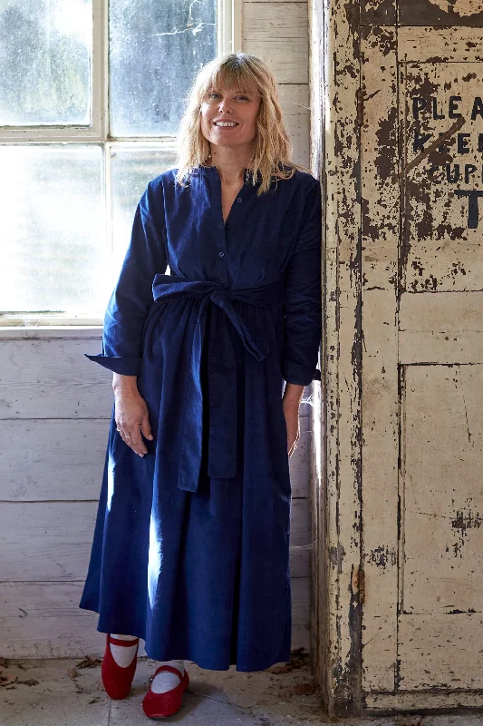 Women's Work Outfit For The Office Didsbury Dress in Navy Corduroy