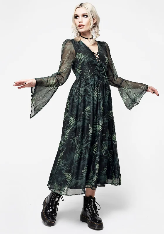 The Best Time To Shop Is Now Fernery Chiffon Lace Front Midaxi Dress