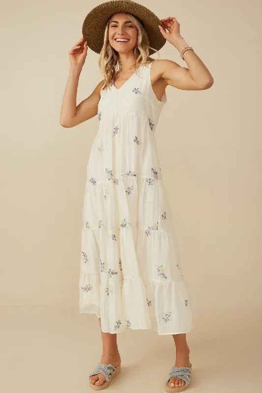 Must-Have Clothing Styles Now At Incredible Discounts Lavender Ditsy Floral Embroidered V Neck Tiered Dress Must-Have Clothing Styles Now At Incredible Discounts Lavender Ditsy Floral Embroidered V Neck Tiered Dress