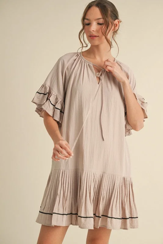 The Best Deals Of The Week Are Here Beige Solid Short Sleeve Pocketed Dress