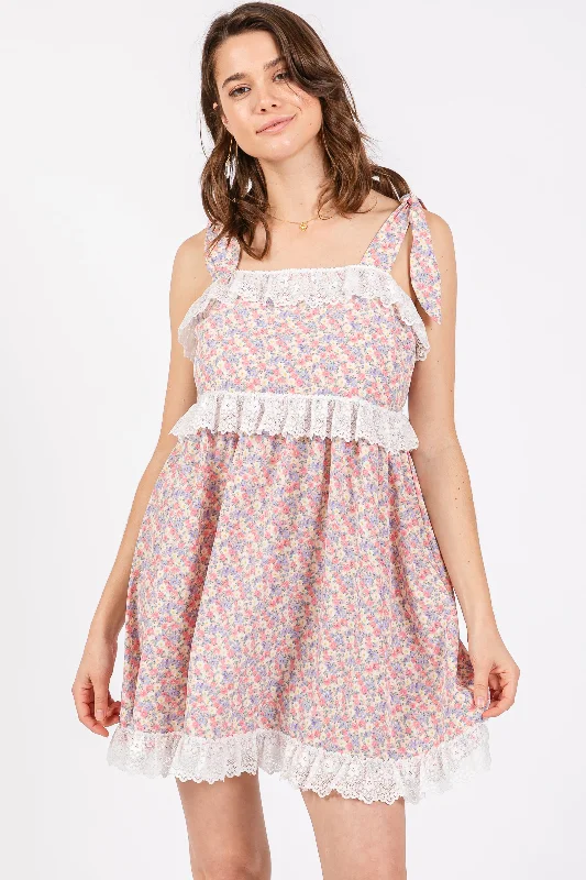 Shop Smarter With These Special Offers Black Floral Square Neck Shoulder Tie Lace Trim Dress
