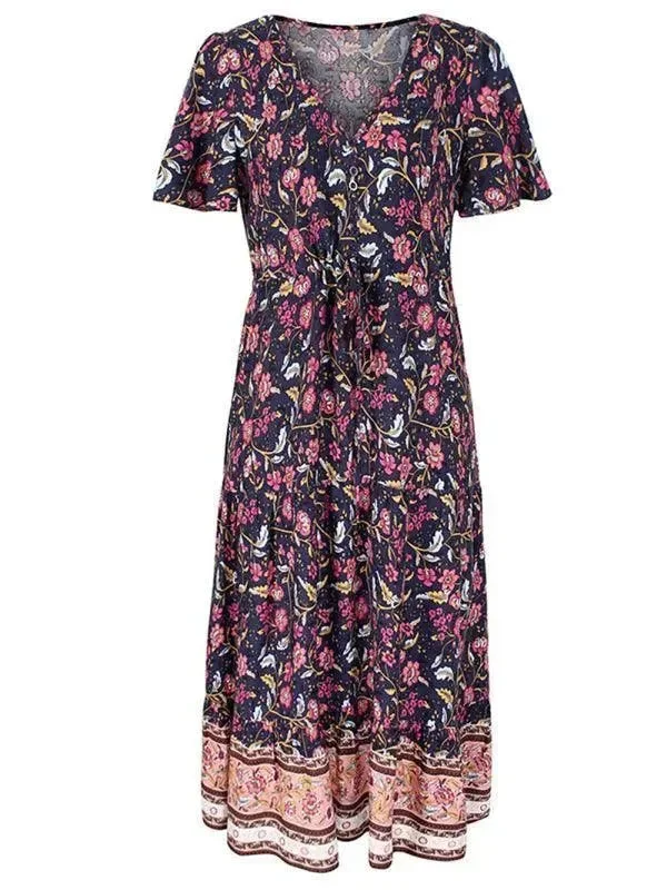 Flash Sale On Women's Apparel – Grab Your Favorites Today V Neck Floral Maxi Daydress