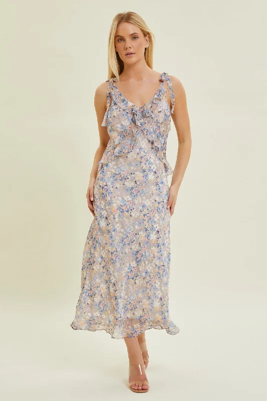 Big Discounts On Premium Fashion Collections Taupe Multi Floral Chiffon Dress