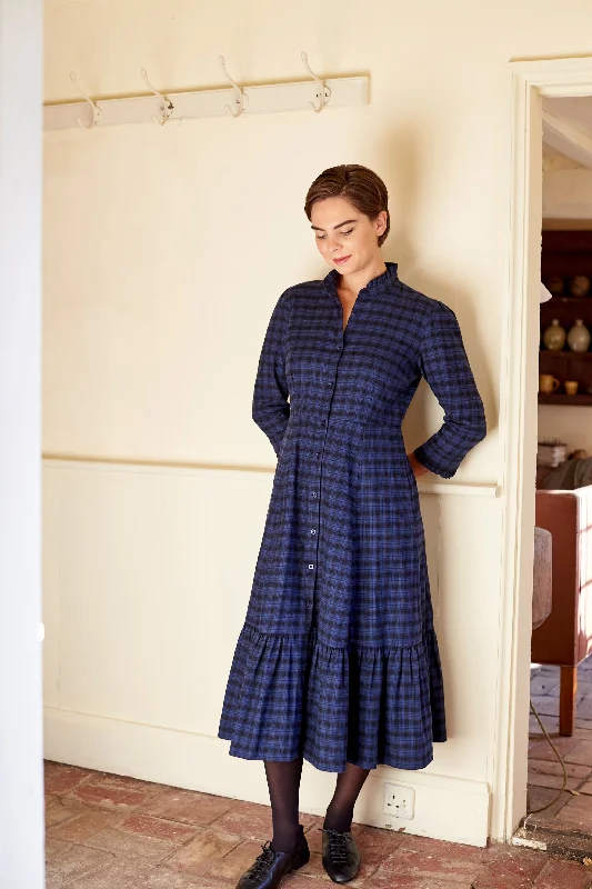 Bold Fashion Saltaire Dress in Black and Blue Shadow Check