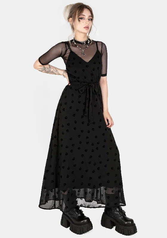 Shop Sales Bones Flocked Chiffon Maxi Cami Dress