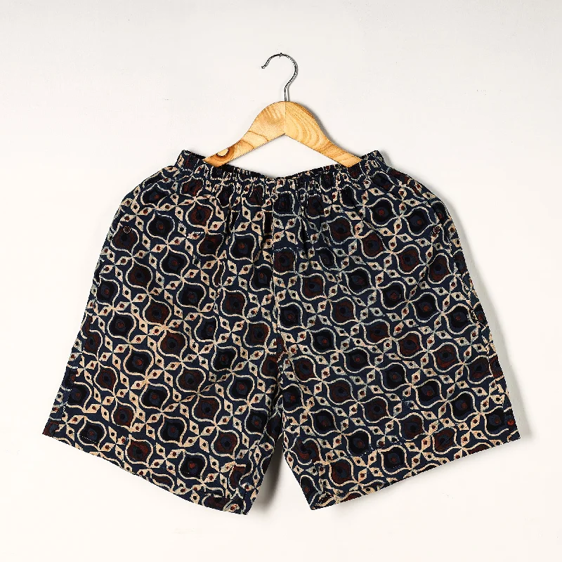 Women's Evening Garments Blue - Ajrakh Block Printed Cotton Unisex Boxer/Shorts